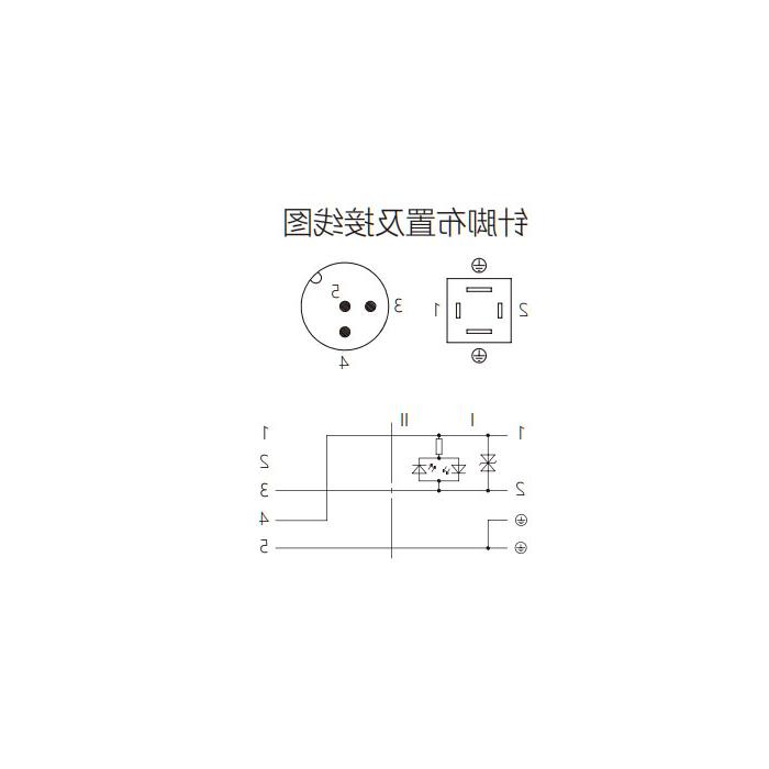 阀门插头类型C，DIN，8mm，4Pin/M12公头直型、双端预铸PUR柔性电缆、黑色护套、6VC021-XXX